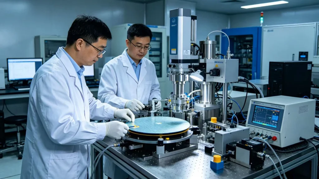 国防科技大学二维半导体晶圆级生长实验室，科研团队开展二维芯片材料研发工作