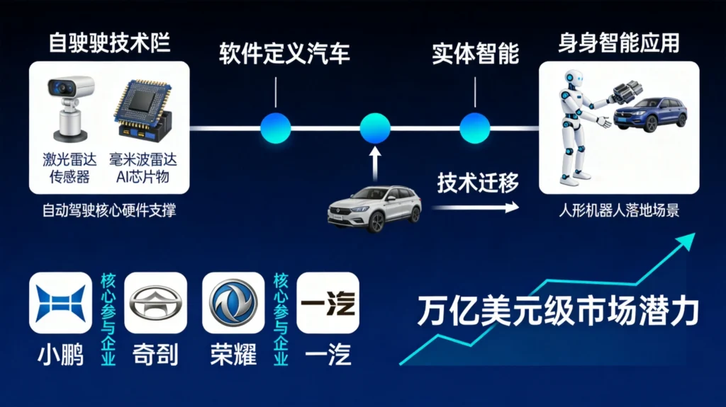 车企从软件定义汽车向物理智能演进，自动驾驶技术赋能具身智能万亿市场布局