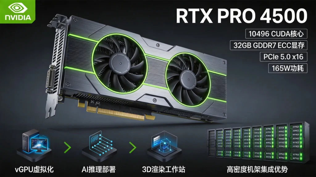 RTX PRO 4500 Blackwell单槽被动散热设计，10496核心与32GB显存助力数据中心高密度部署