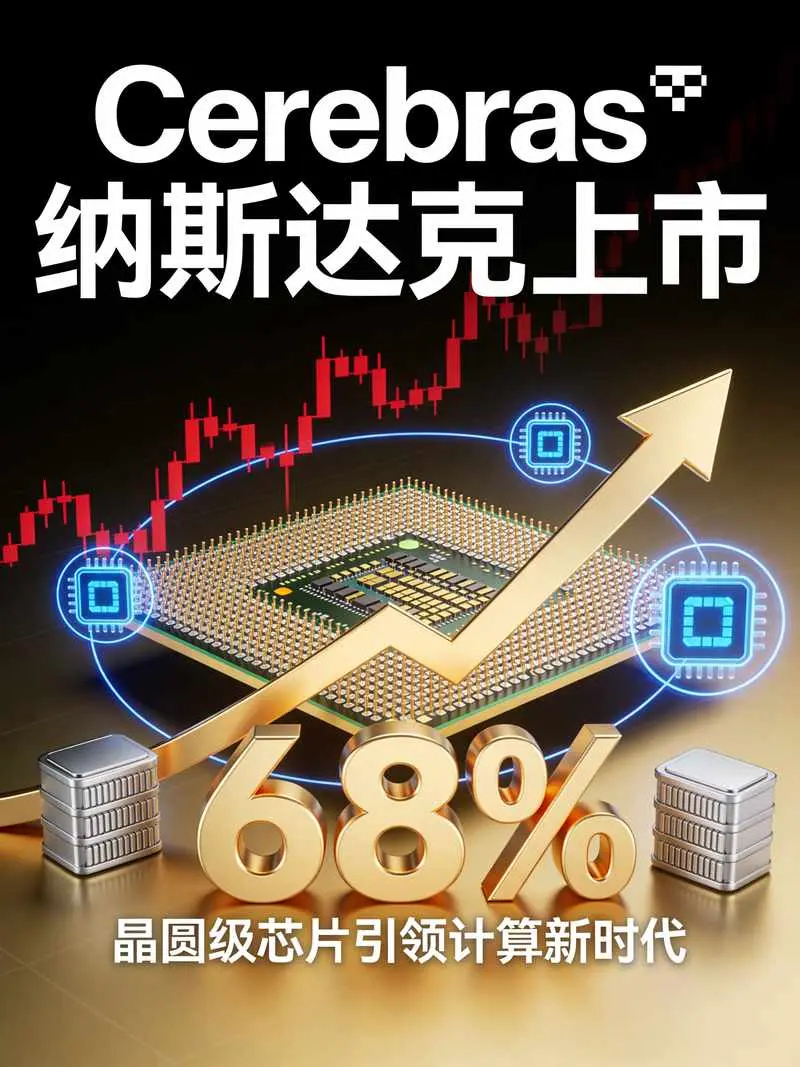 Cerebras纳斯达克首秀暴涨68%：AI芯片”第二赛道”获资本狂热认可